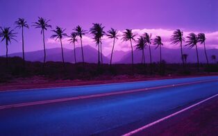 дорога пальмы горы цвет HD обои..